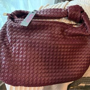 Glitzy Glam Burgundy Woven Women's Bag. New with tags